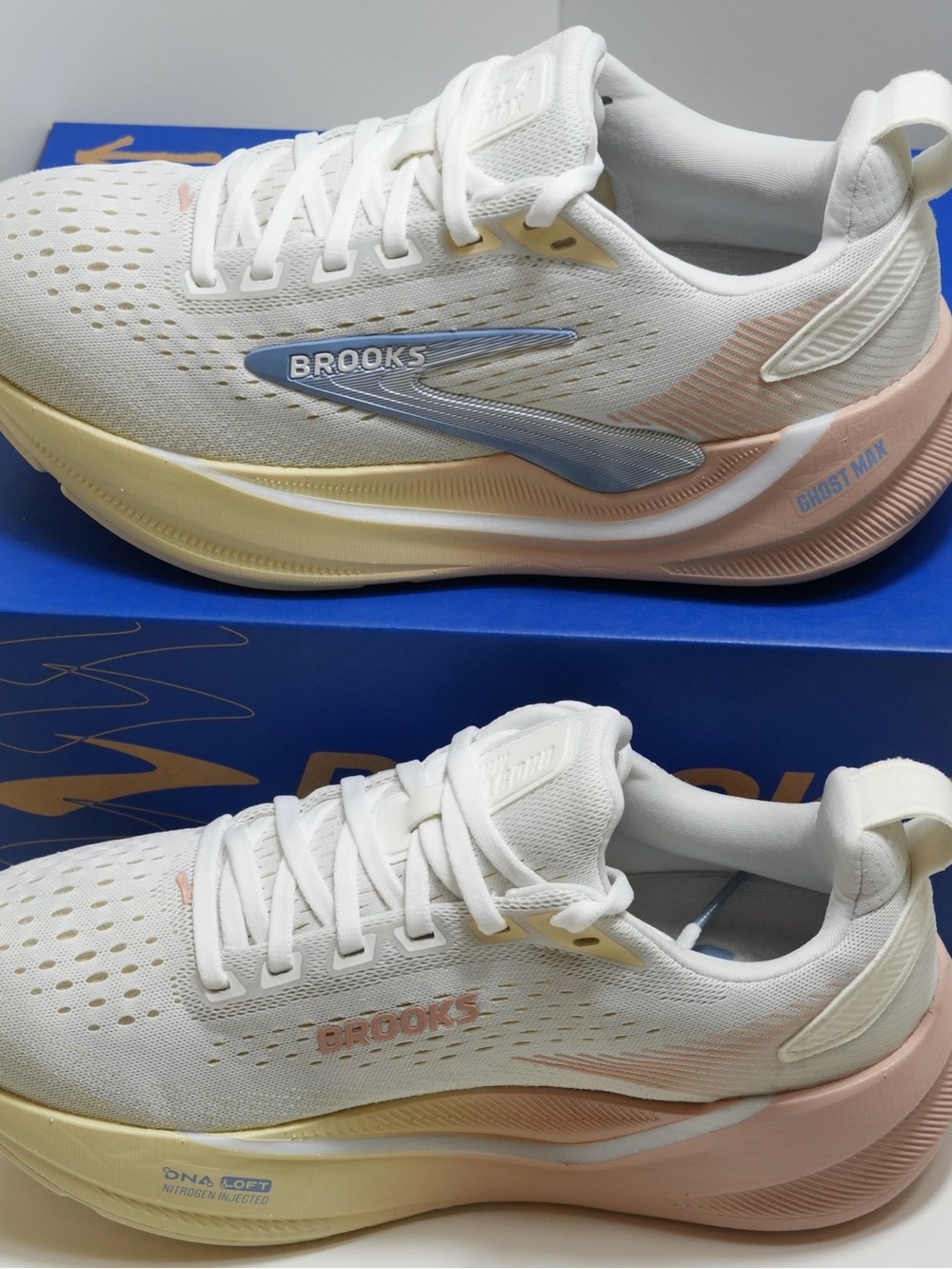 Brooks Women’s White Running Sneakers with Blue and Peach Accents - Picture 4 of 5